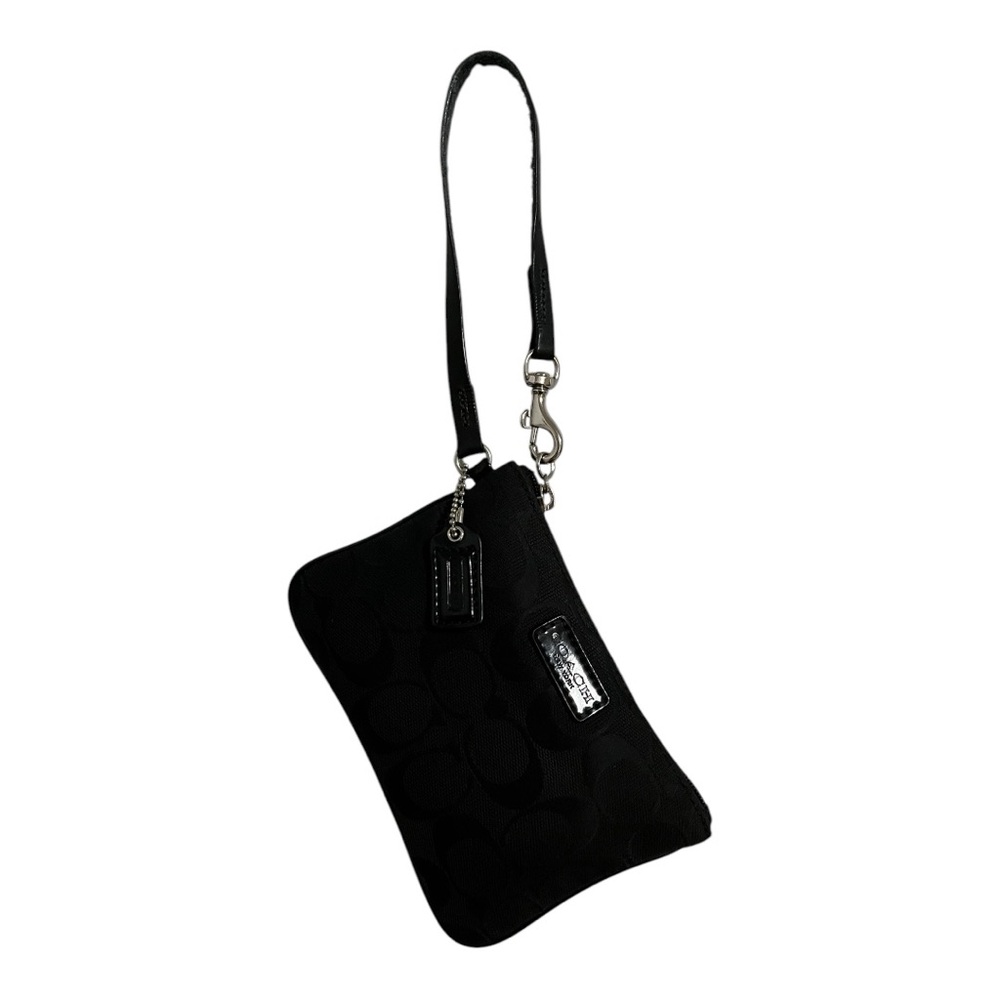 Coach Black Clutch with Silver Hardware and Leather Strap